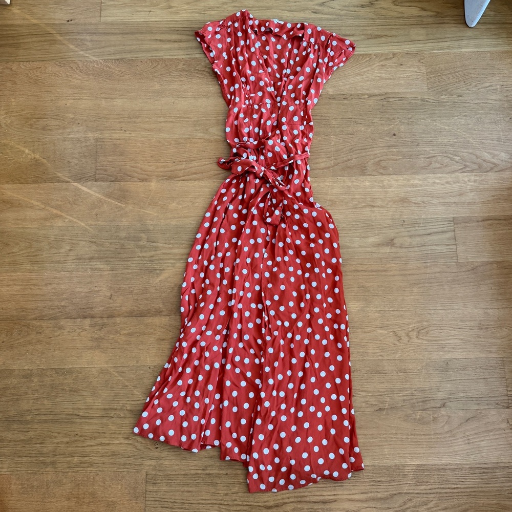 Tularosa Side Wrap Polka Dot Dress
